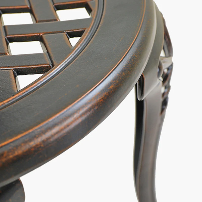 Traditional European Waterproof Cast Aluminum Alloy Orchid Pattern Round Accent Chair With Backrest For Outdoor Patio