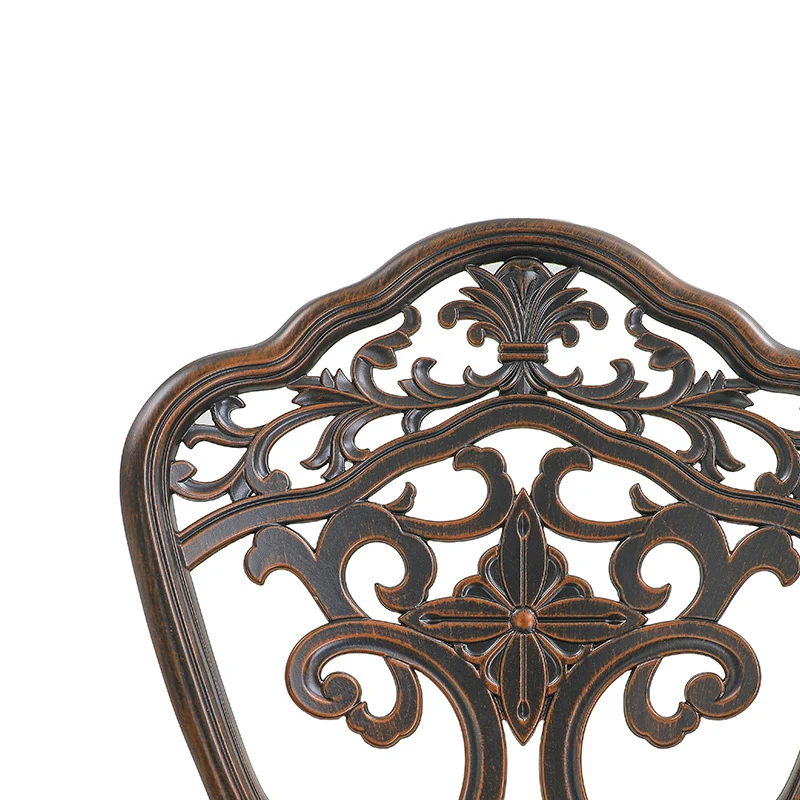 Traditional European Waterproof Cast Aluminum Alloy Orchid Pattern Round Accent Chair With Backrest For Outdoor Patio