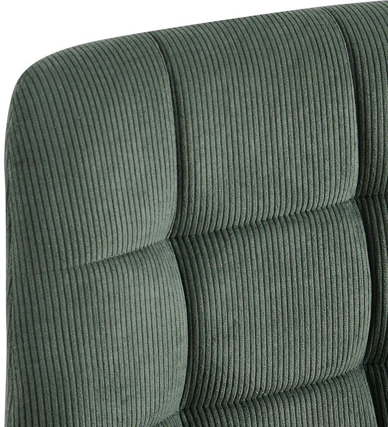 Chaise de salle à manger x1 coutures décoratives carrées en velours côtelé vert et métal noir 10_0007259