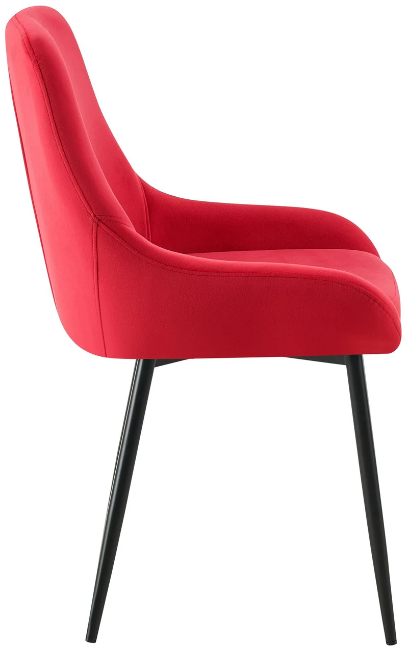 Lot de 2 chaises de salle à manger élégance confort design moderne en velours rouge structure métallique noir 10_0007855