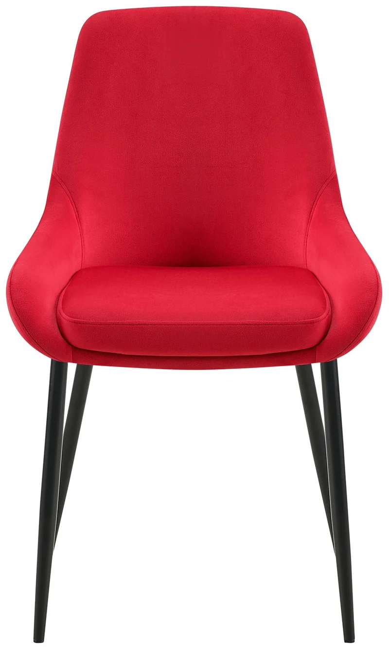 Lot de 2 chaises de salle à manger élégance confort design moderne en velours rouge structure métallique noir 10_0007855