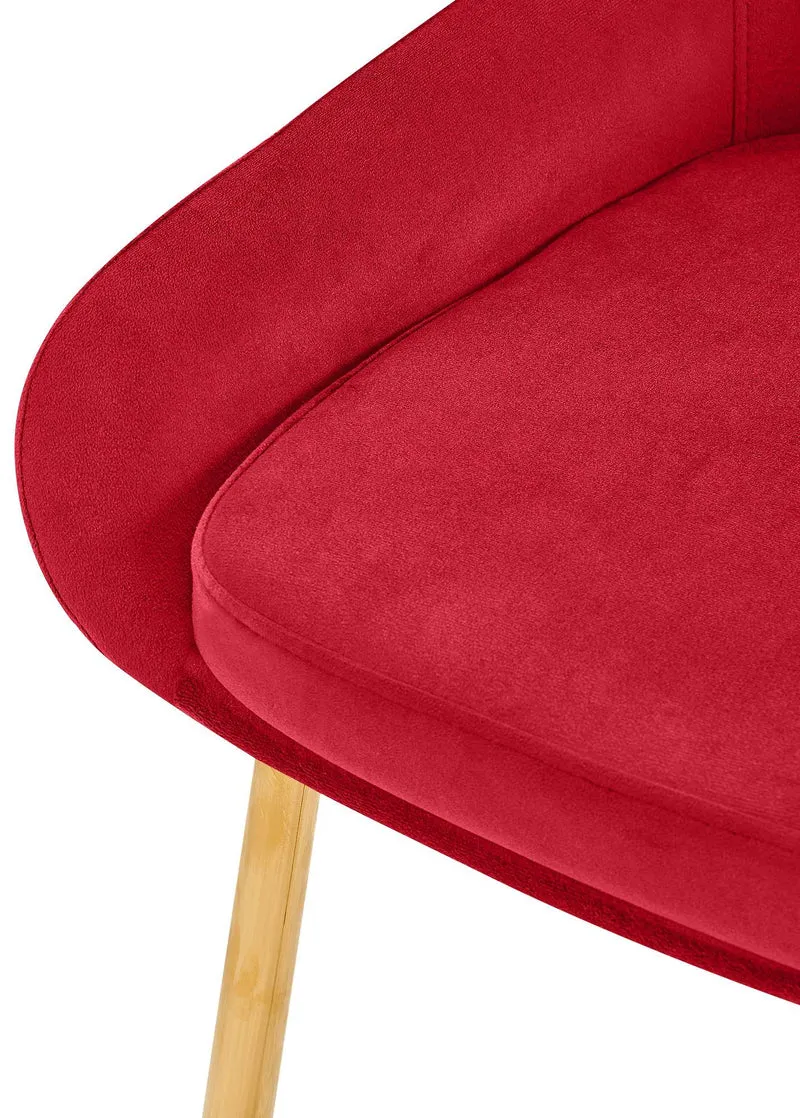 Lot de 2 chaises de salle à manger élégance confort design moderne en velours rouge structure métallique doré 10_0007854
