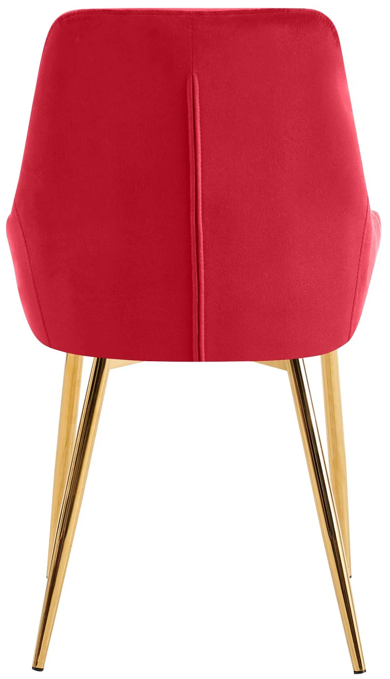 Lot de 2 chaises de salle à manger élégance confort design moderne en velours rouge structure métallique doré 10_0007854