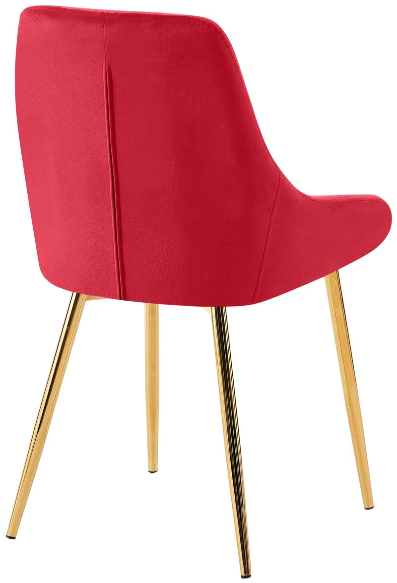 Lot de 2 chaises de salle à manger élégance confort design moderne en velours rouge structure métallique doré 10_0007854