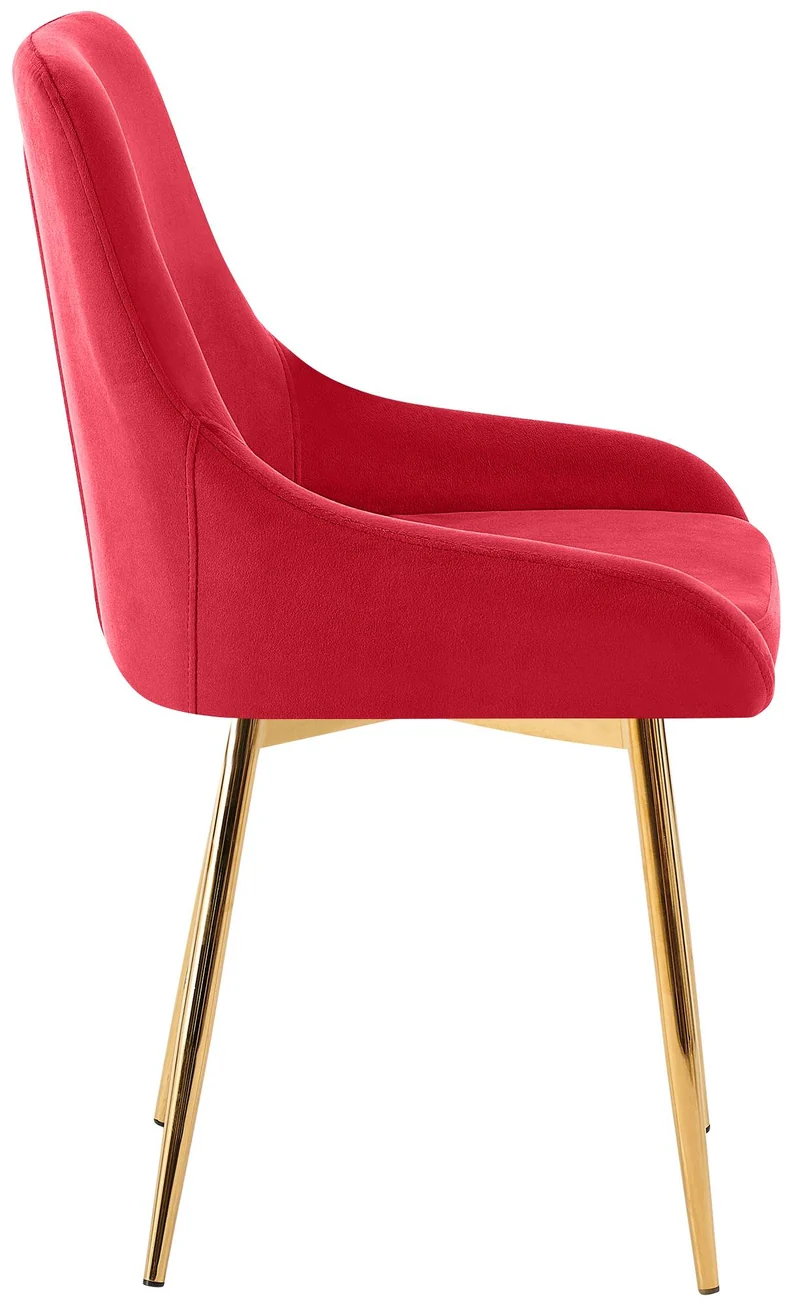 Lot de 2 chaises de salle à manger élégance confort design moderne en velours rouge structure métallique doré 10_0007854