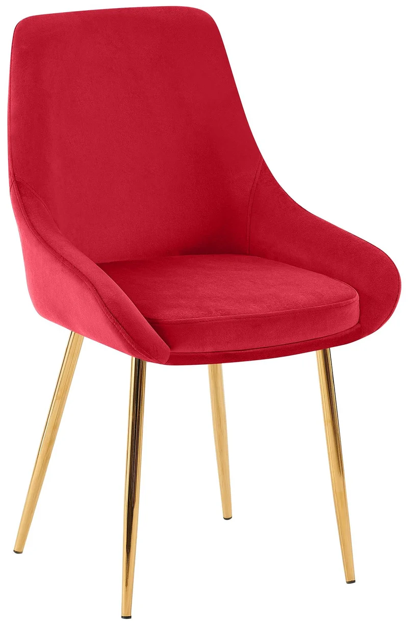 Lot de 2 chaises de salle à manger élégance confort design moderne en velours rouge structure métallique doré 10_0007854