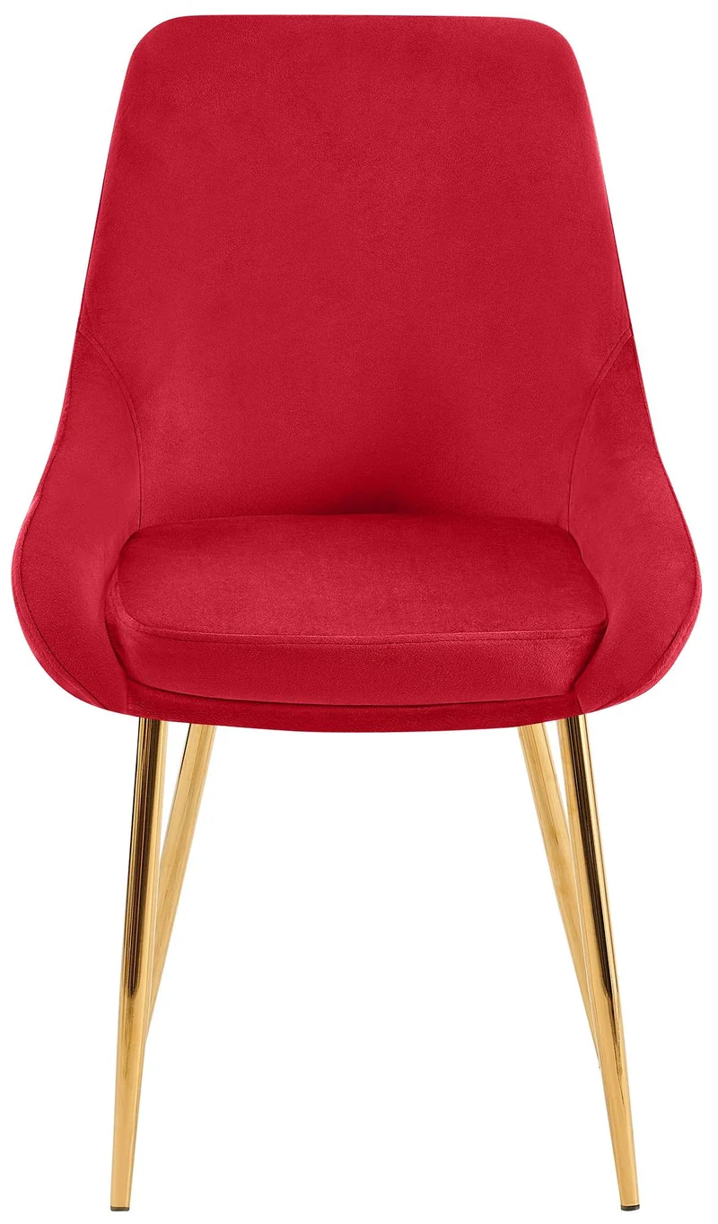 Lot de 2 chaises de salle à manger élégance confort design moderne en velours rouge structure métallique doré 10_0007854