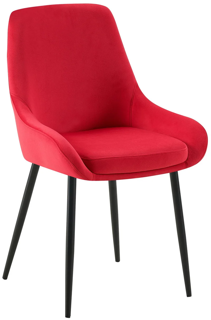 Chaise de salle à manger x1 élégance confort design moderne en velours rouge structure métallique noir 10_0007802