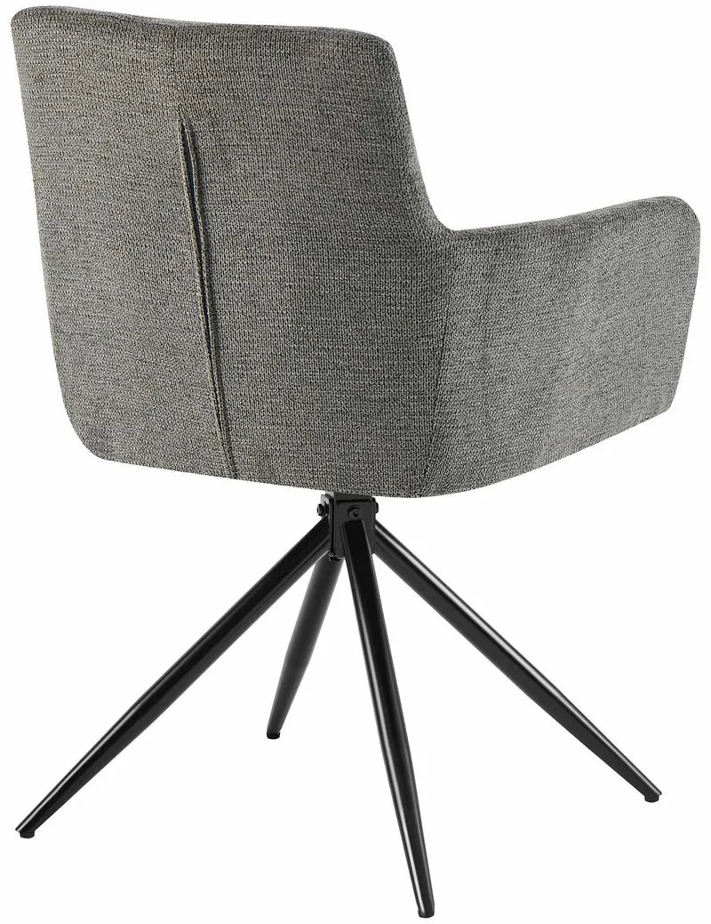 Lot de 2 chaises de salle à manger moderne et confort mécanisme de rotation à 180° en tissu gris foncé et métal 10_0007569