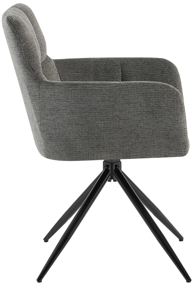 Lot de 2 chaises de salle à manger moderne et confort mécanisme de rotation à 180° en tissu gris foncé et métal 10_0007569