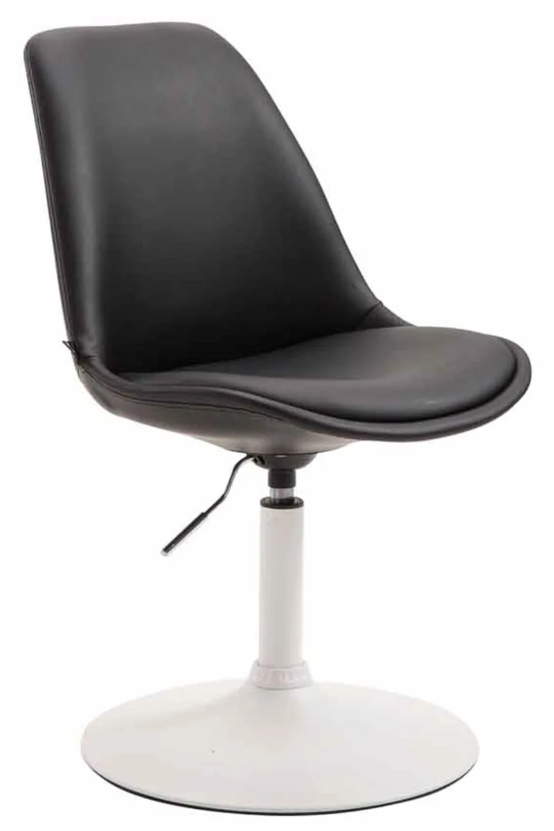 Lot de 4 chaises de salle à manger pivotante hauteur réglable en PVC noir et pied trompette en métal blanc 10_0008858
