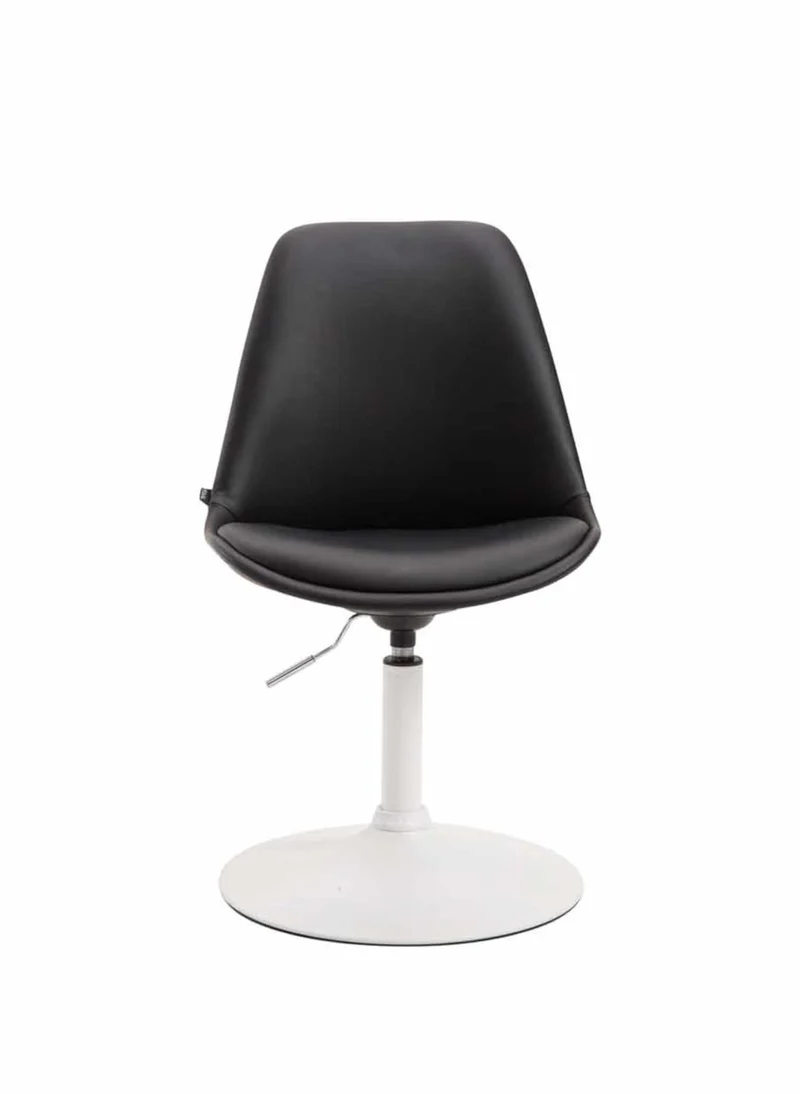 Lot de 4 chaises de salle à manger pivotante hauteur réglable en PVC noir et pied trompette en métal blanc 10_0008858