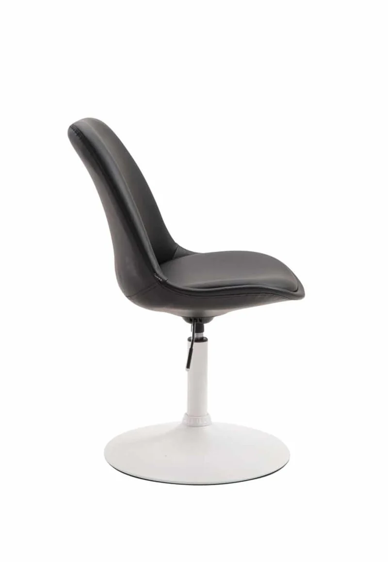 Lot de 4 chaises de salle à manger pivotante hauteur réglable en PVC noir et pied trompette en métal blanc 10_0008858