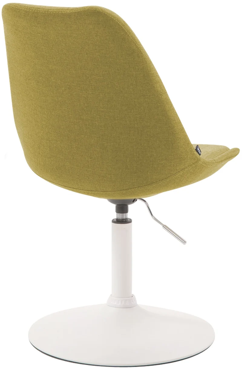 Chaise de salle à manger x1 pivotante hauteur réglable en tissu vert et pied trompette en métal blanc 10_0008744