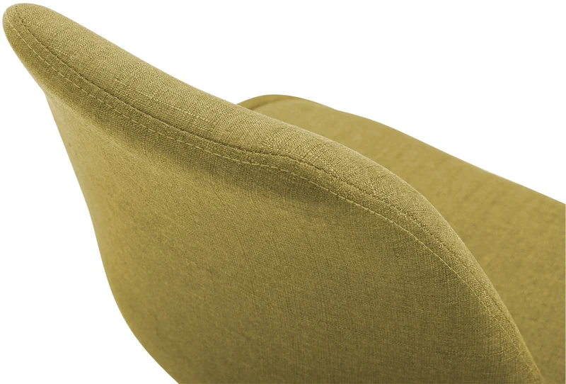 Chaise de salle à manger x1 pivotante hauteur réglable en tissu vert et pied trompette en métal blanc 10_0008744
