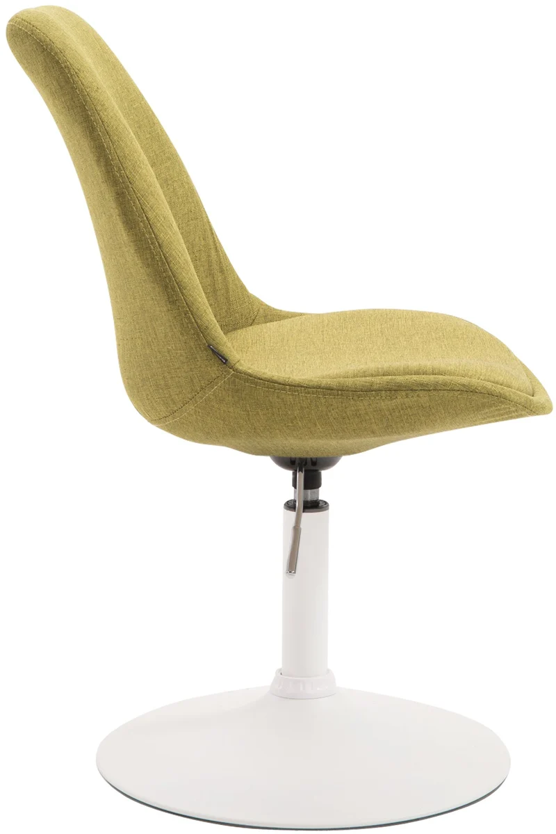 Chaise de salle à manger x1 pivotante hauteur réglable en tissu vert et pied trompette en métal blanc 10_0008744