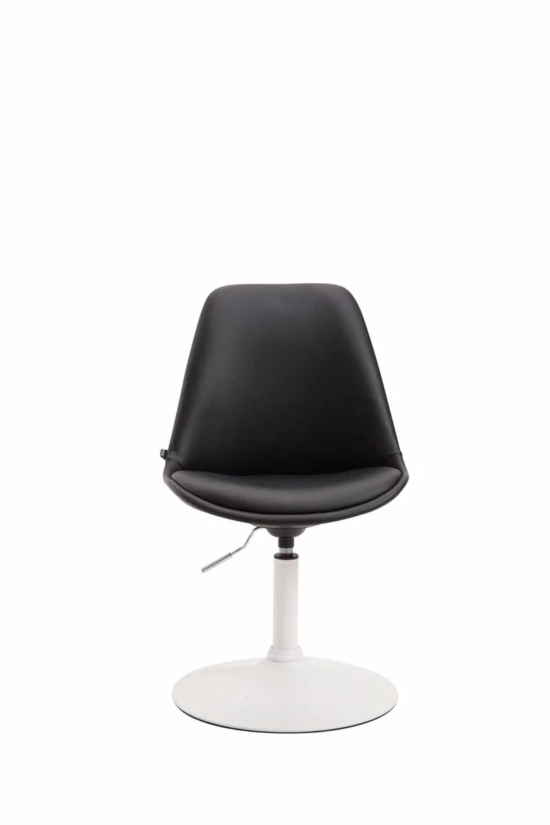 Chaise de salle à manger x1 pivotante hauteur réglable en PVC noir et pied trompette en métal blanc 10_0008616
