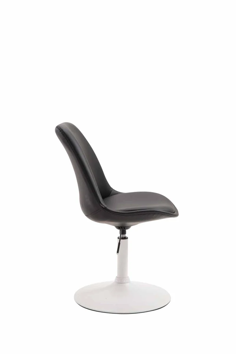 Chaise de salle à manger x1 pivotante hauteur réglable en PVC noir et pied trompette en métal blanc 10_0008616