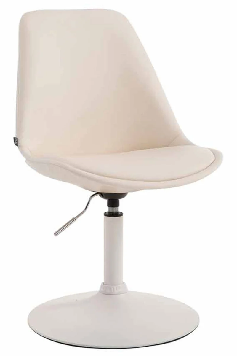 Lot de 4 chaises de salle à manger pivotante hauteur réglable en PVC crème et pied trompette en métal blanc 10_0008597
