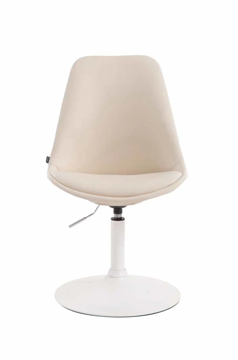 Lot de 4 chaises de salle à manger pivotante hauteur réglable en PVC crème et pied trompette en métal blanc 10_0008597
