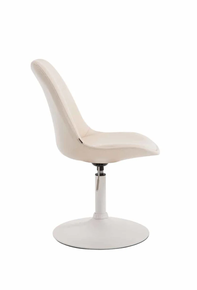 Lot de 4 chaises de salle à manger pivotante hauteur réglable en PVC crème et pied trompette en métal blanc 10_0008597
