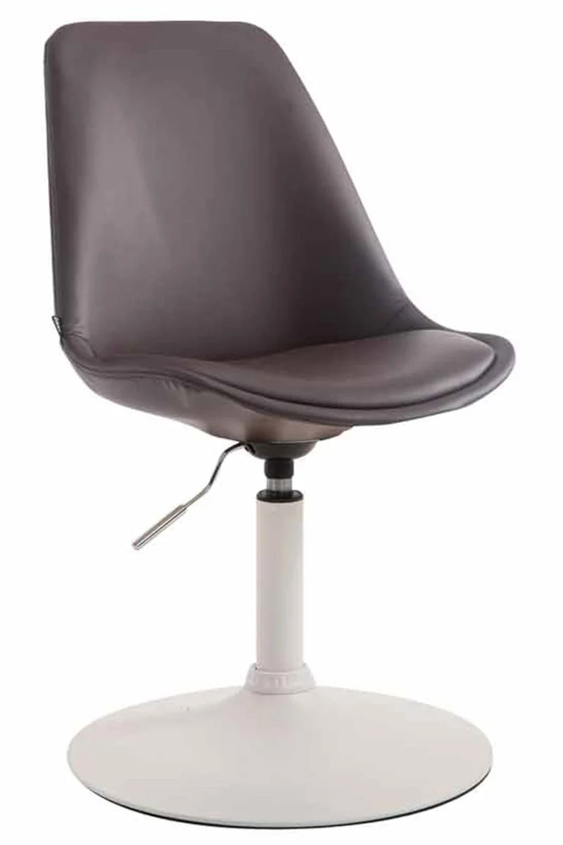 Lot de 4 chaises de salle à manger pivotante hauteur réglable en PVC marron et pied trompette en métal blanc 10_0008524
