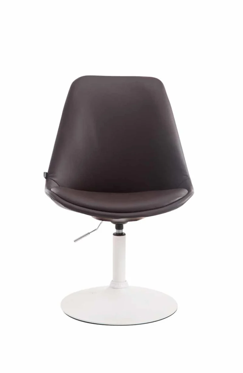 Lot de 4 chaises de salle à manger pivotante hauteur réglable en PVC marron et pied trompette en métal blanc 10_0008524