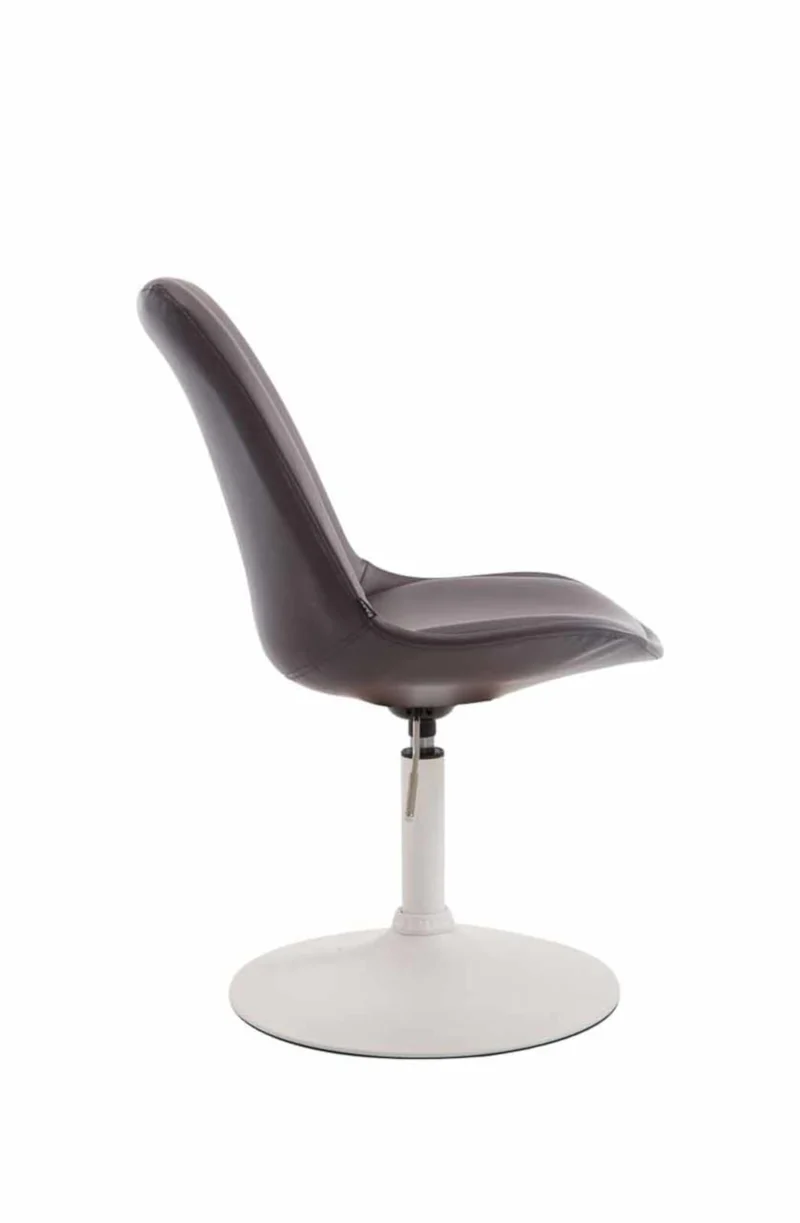 Lot de 4 chaises de salle à manger pivotante hauteur réglable en PVC marron et pied trompette en métal blanc 10_0008524