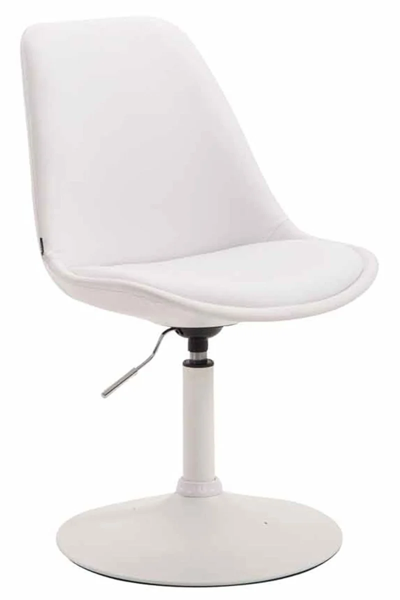 Lot de 4 chaises de salle à manger pivotante hauteur réglable en PVC blanc et pied trompette en métal blanc 10_0008514