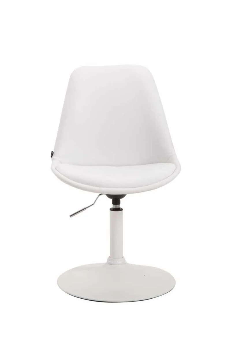 Lot de 4 chaises de salle à manger pivotante hauteur réglable en PVC blanc et pied trompette en métal blanc 10_0008514
