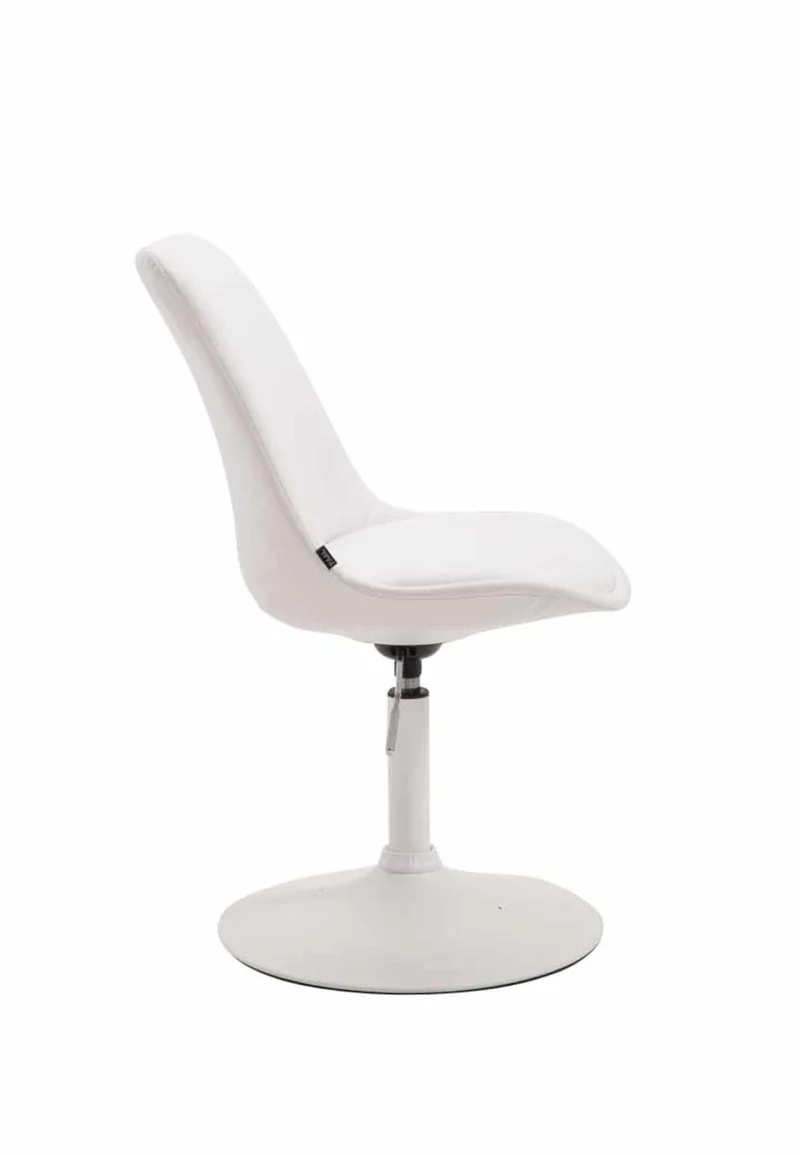 Lot de 4 chaises de salle à manger pivotante hauteur réglable en PVC blanc et pied trompette en métal blanc 10_0008514