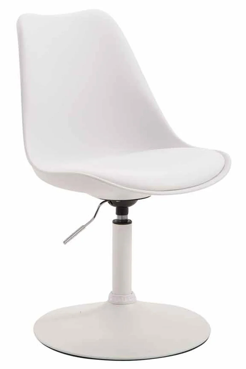 Chaise de salle à manger x1 pivotante hauteur réglable en plastique blanc et pied trompette en métal blanc 10_0008472