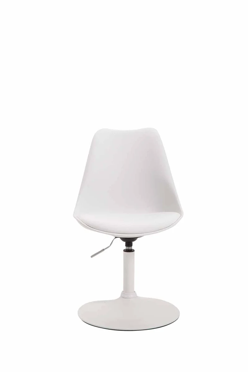 Chaise de salle à manger x1 pivotante hauteur réglable en plastique blanc et pied trompette en métal blanc 10_0008472