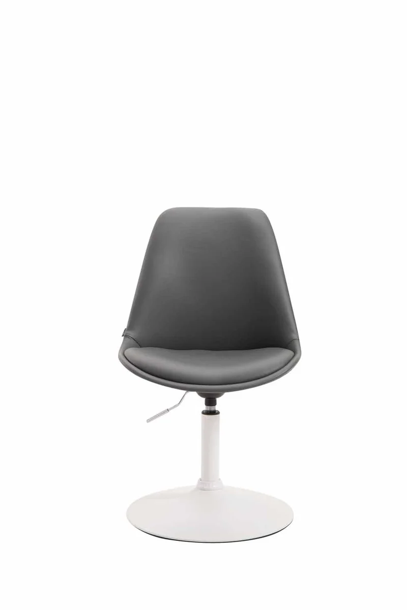 Chaise de salle à manger x1 pivotante hauteur réglable en PVC gris et pied trompette en métal blanc 10_0008461