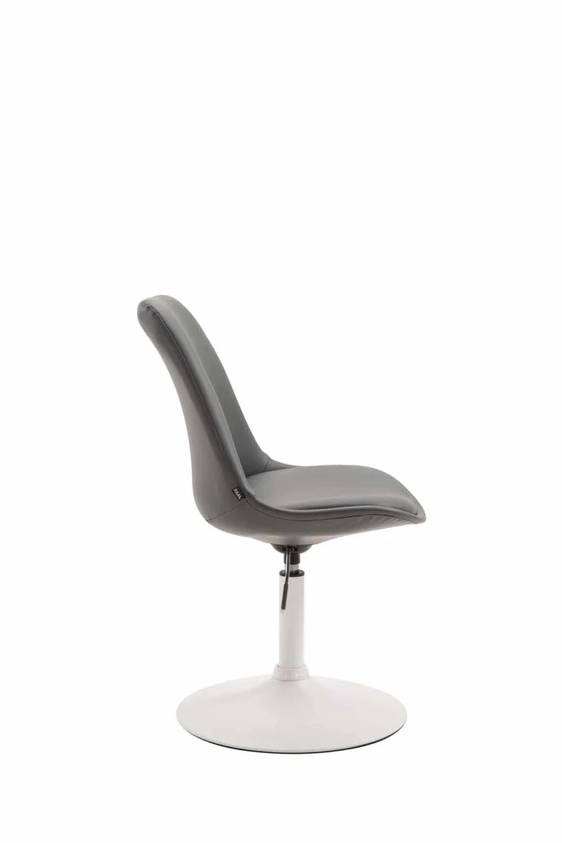 Chaise de salle à manger x1 pivotante hauteur réglable en PVC gris et pied trompette en métal blanc 10_0008461