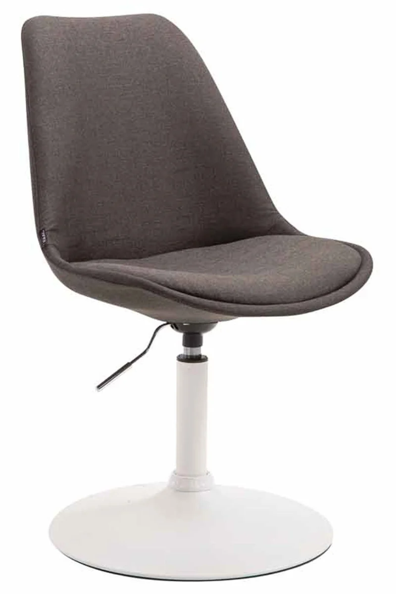 Lot de 4 chaises de salle à manger pivotante hauteur réglable en tissu gris foncé et pied trompette en métal blanc 10_0008450