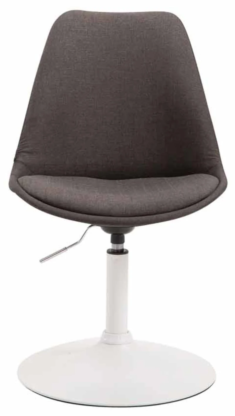Lot de 4 chaises de salle à manger pivotante hauteur réglable en tissu gris foncé et pied trompette en métal blanc 10_0008450