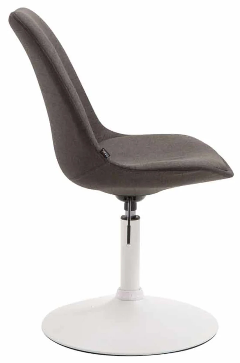 Lot de 4 chaises de salle à manger pivotante hauteur réglable en tissu gris foncé et pied trompette en métal blanc 10_0008450