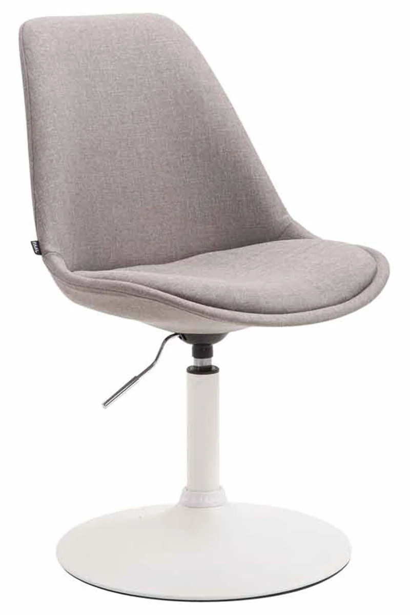 Lot de 4 chaises de salle à manger pivotante hauteur réglable en tissu gris et pied trompette en métal blanc 10_0008449