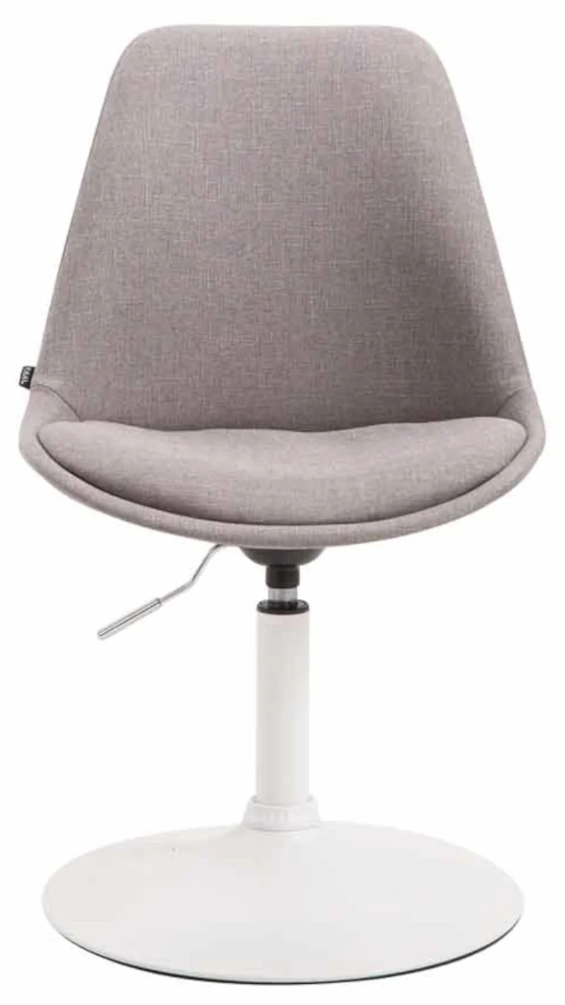 Lot de 4 chaises de salle à manger pivotante hauteur réglable en tissu gris et pied trompette en métal blanc 10_0008449