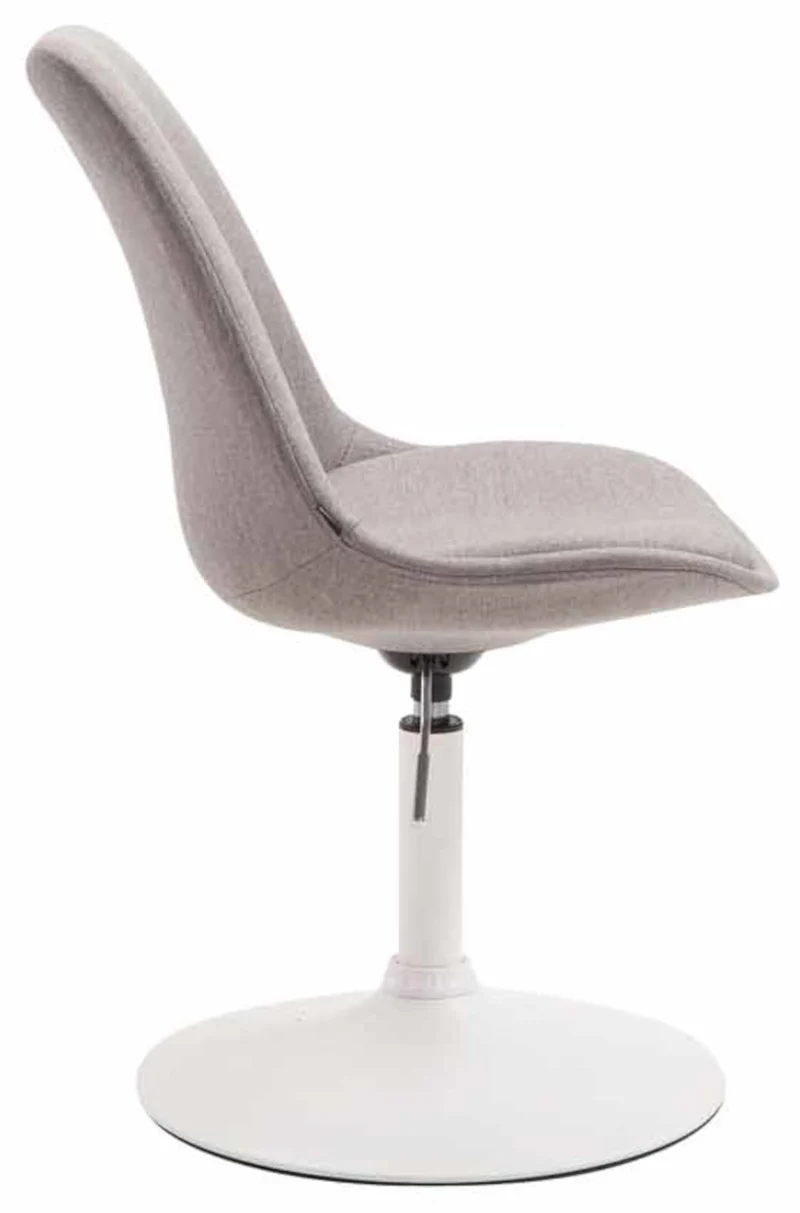 Lot de 4 chaises de salle à manger pivotante hauteur réglable en tissu gris et pied trompette en métal blanc 10_0008449