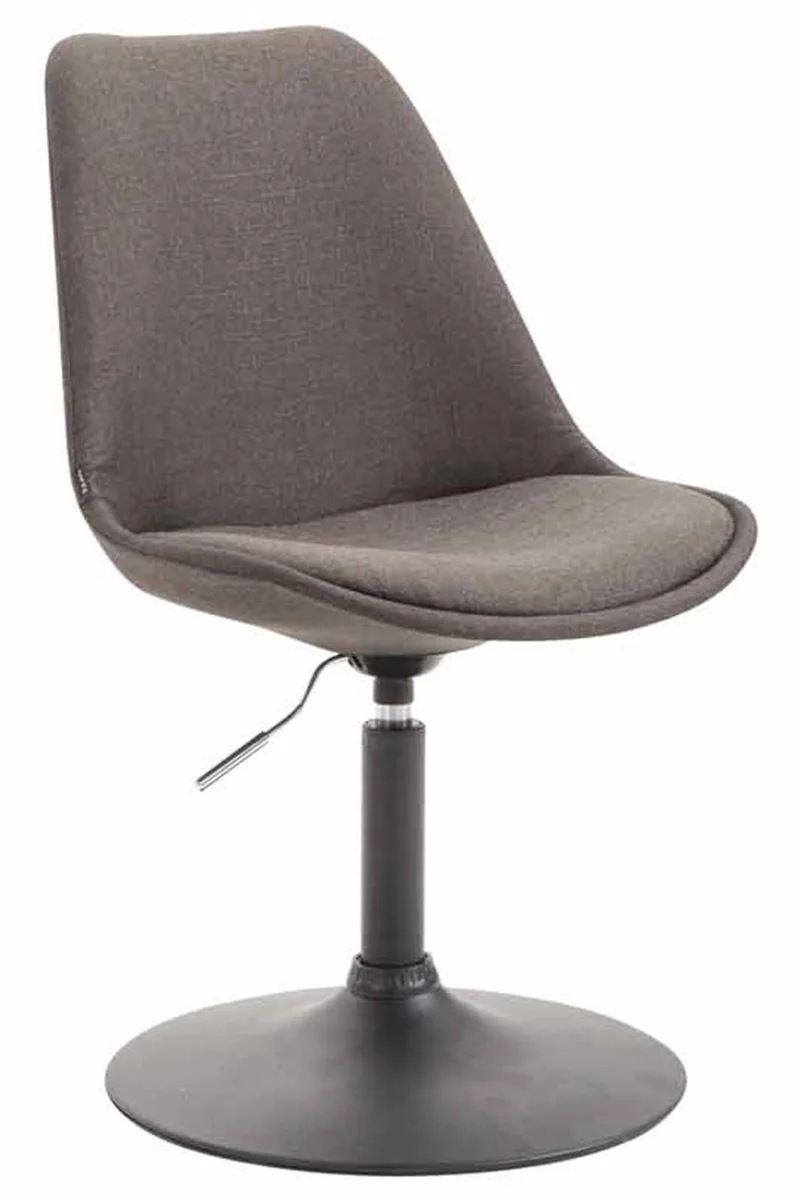 Lot de 4 chaises de salle à manger pivotante hauteur réglable en tissu gris foncé et pied trompette en métal noir 10_0008446