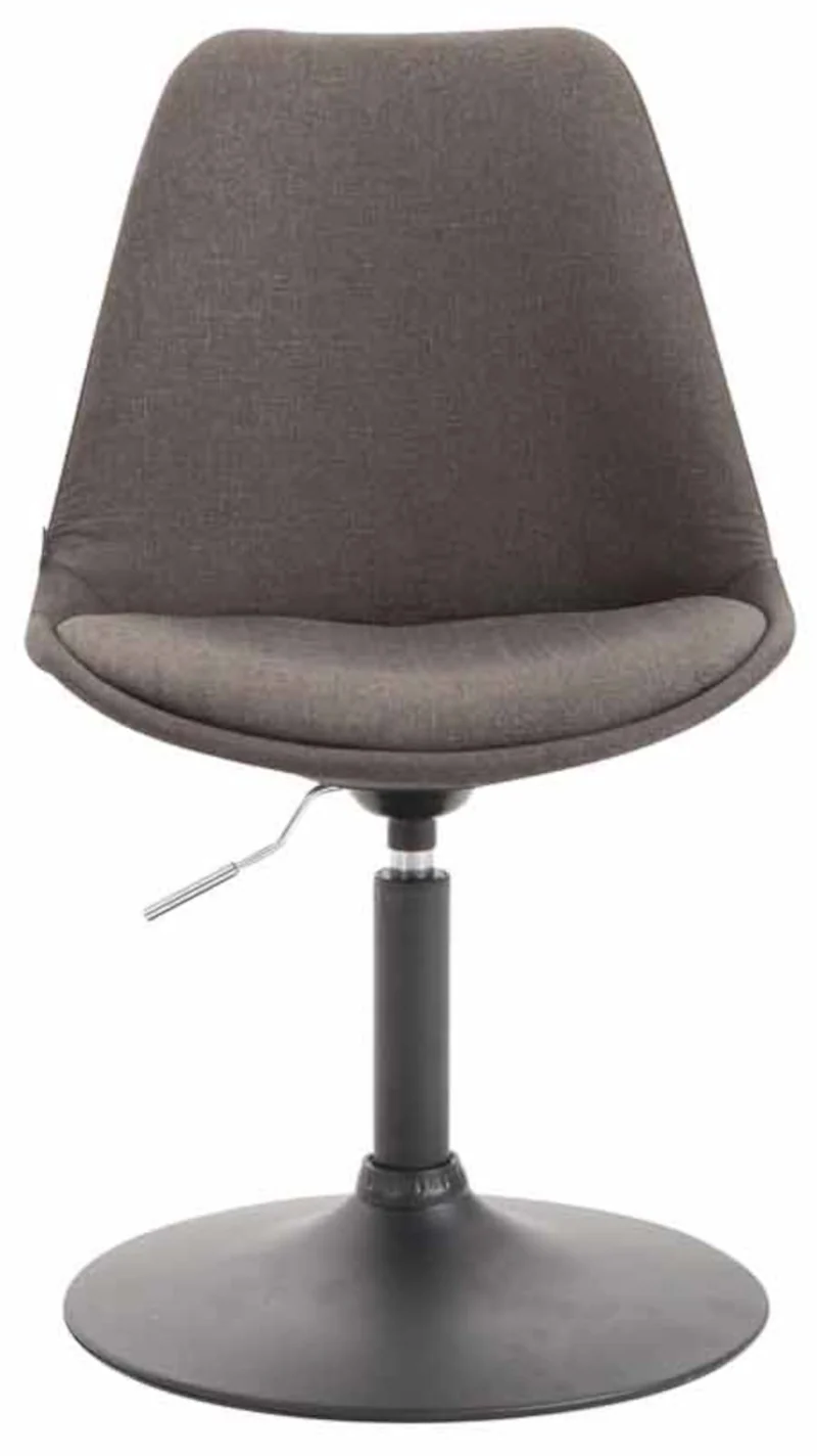 Lot de 4 chaises de salle à manger pivotante hauteur réglable en tissu gris foncé et pied trompette en métal noir 10_0008446
