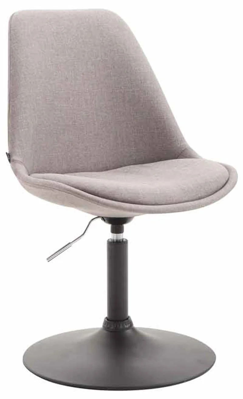 Lot de 4 chaises de salle à manger pivotante hauteur réglable en tissu gris et pied trompette en métal noir 10_0008445