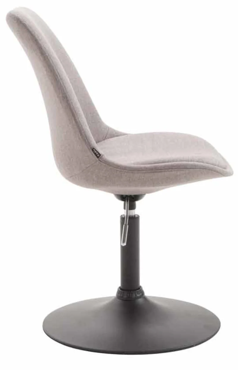 Lot de 4 chaises de salle à manger pivotante hauteur réglable en tissu gris et pied trompette en métal noir 10_0008445