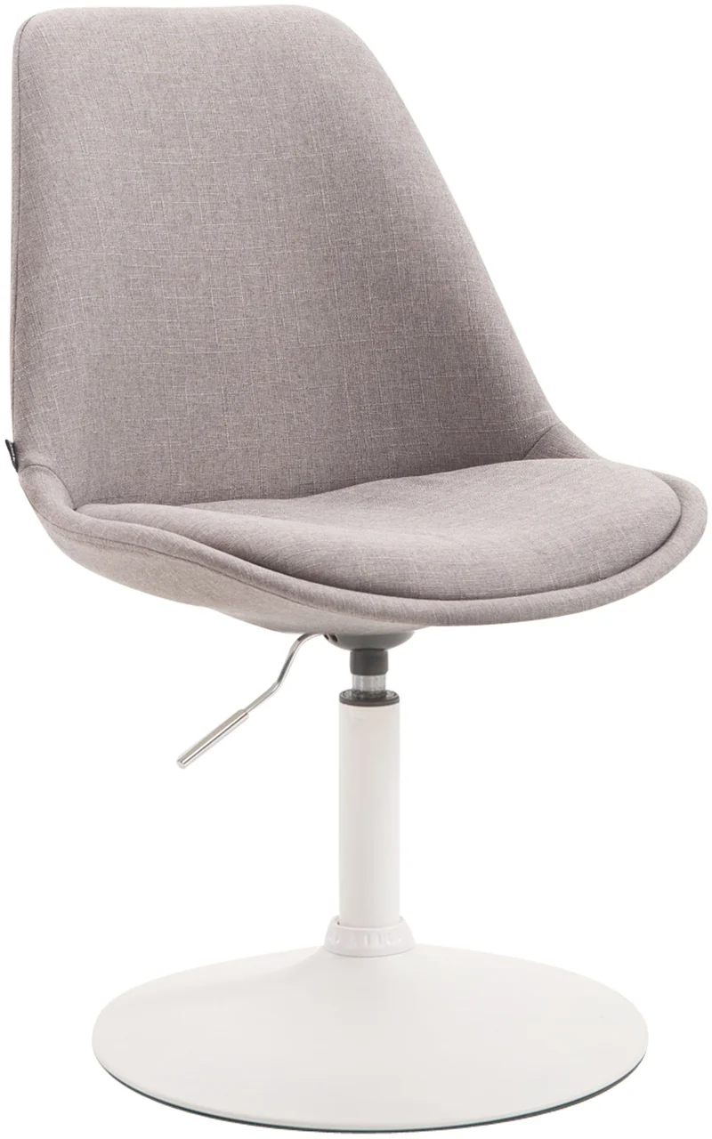 Chaise de salle à manger x1 pivotante hauteur réglable en tissu gris et pied trompette en métal blanc 10_0008279