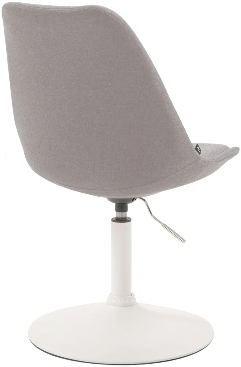 Chaise de salle à manger x1 pivotante hauteur réglable en tissu gris et pied trompette en métal blanc 10_0008279