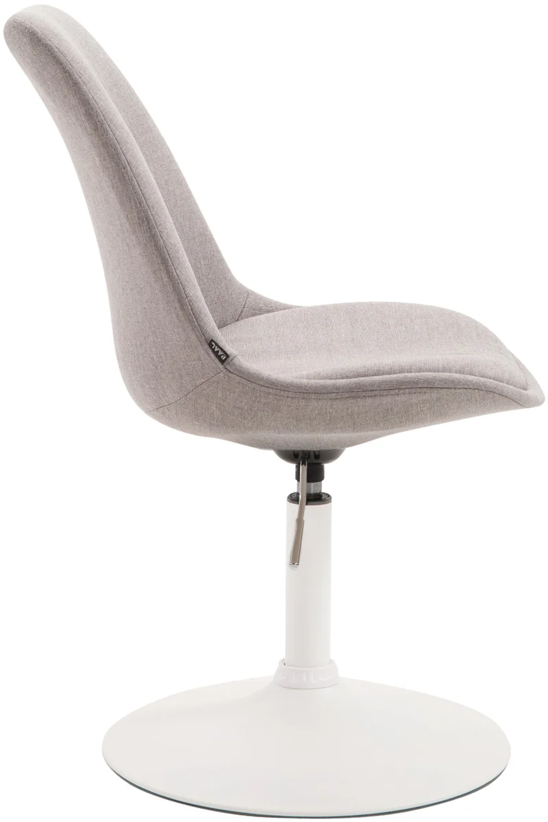 Chaise de salle à manger x1 pivotante hauteur réglable en tissu gris et pied trompette en métal blanc 10_0008279