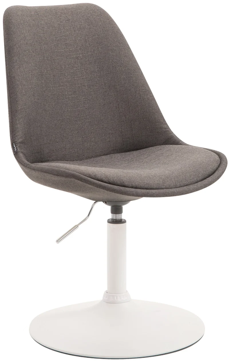 Chaise de salle à manger x1 pivotante hauteur réglable en tissu gris foncé et pied trompette en métal blanc 10_0008278