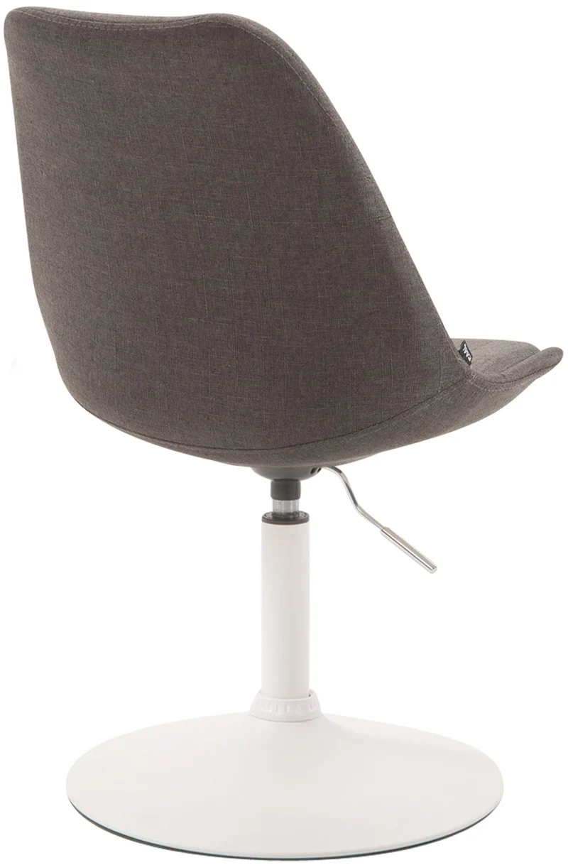 Chaise de salle à manger x1 pivotante hauteur réglable en tissu gris foncé et pied trompette en métal blanc 10_0008278